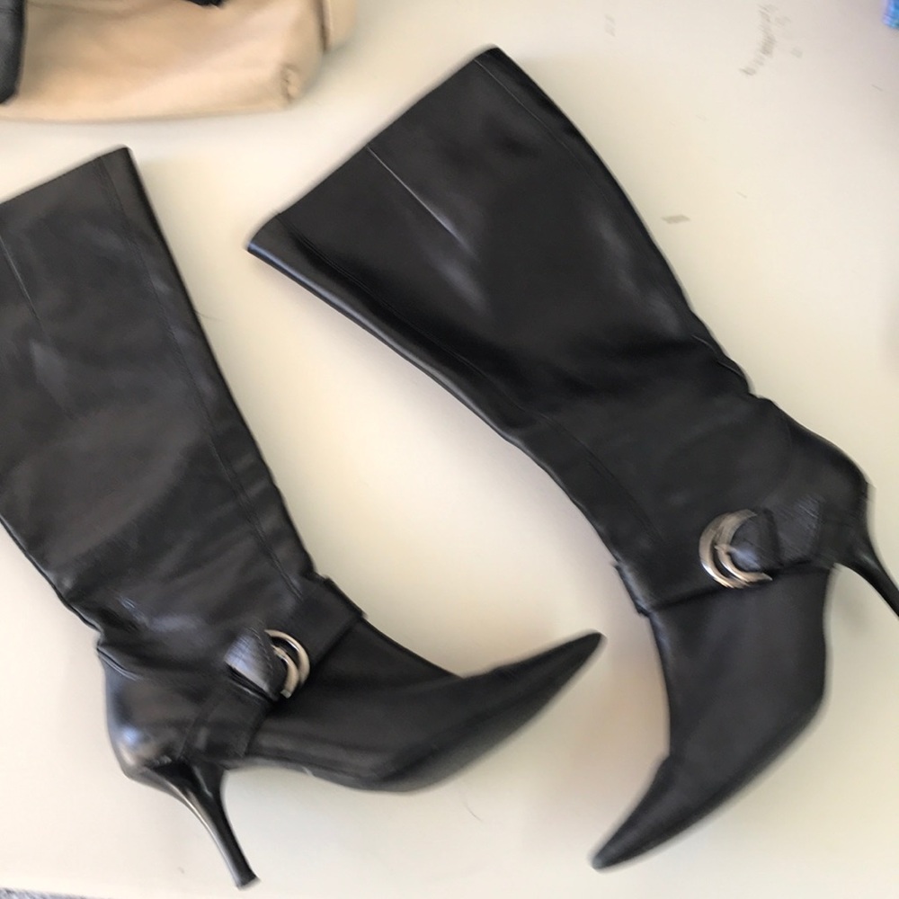Black leather boots